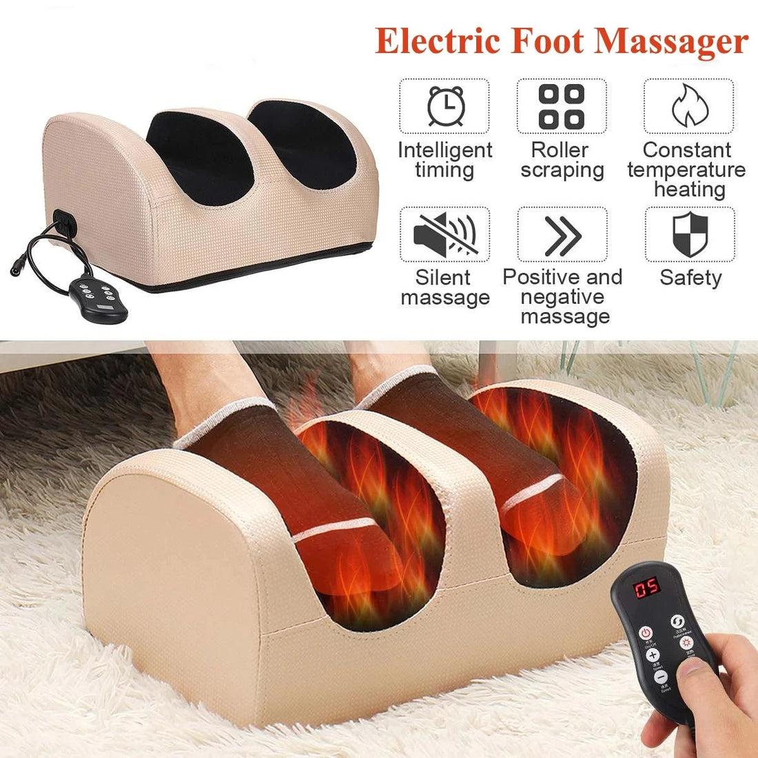 Electric foot massager Heated Roller   Full Body Relaxed Machine