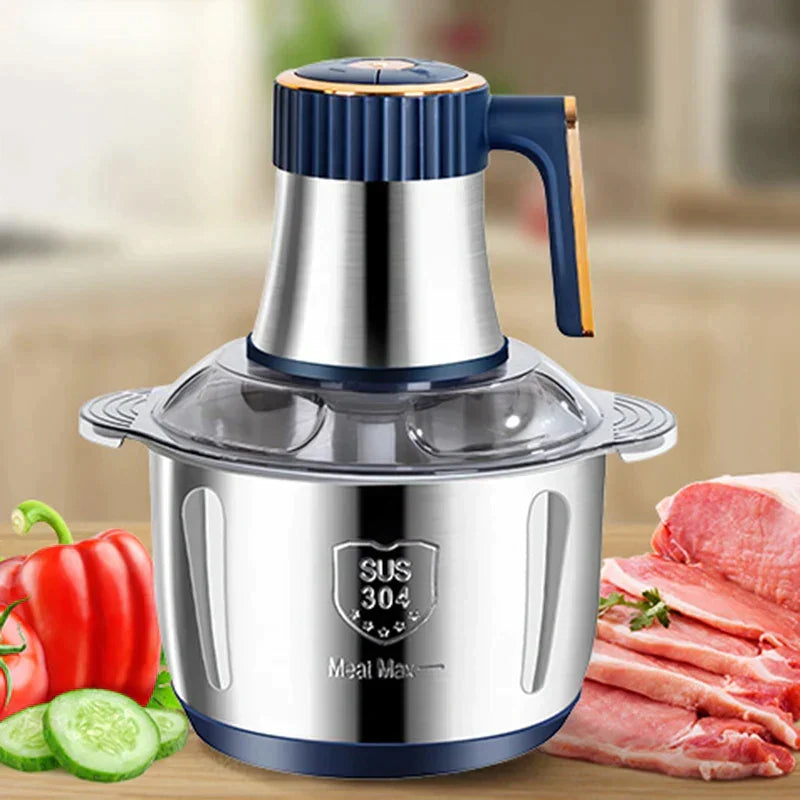 Electric Meat Grinder Stainless Steel Food Chopper Kitchen Utensils Vegetable and Fruit Chopper