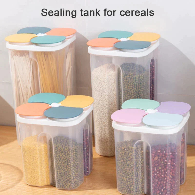 Grains Storage Tank Kitchen Compartment Storage Box Plastic Moisture-Proof Sealed Jar Noodle Beans Rice Container