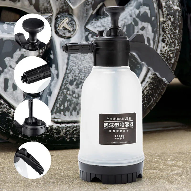 2L Car Wash Foam Sprayer Manual pressurization Hand Pump Water Can Snow Foam Lance with 3 Nozzles for Water Flowers House Clean